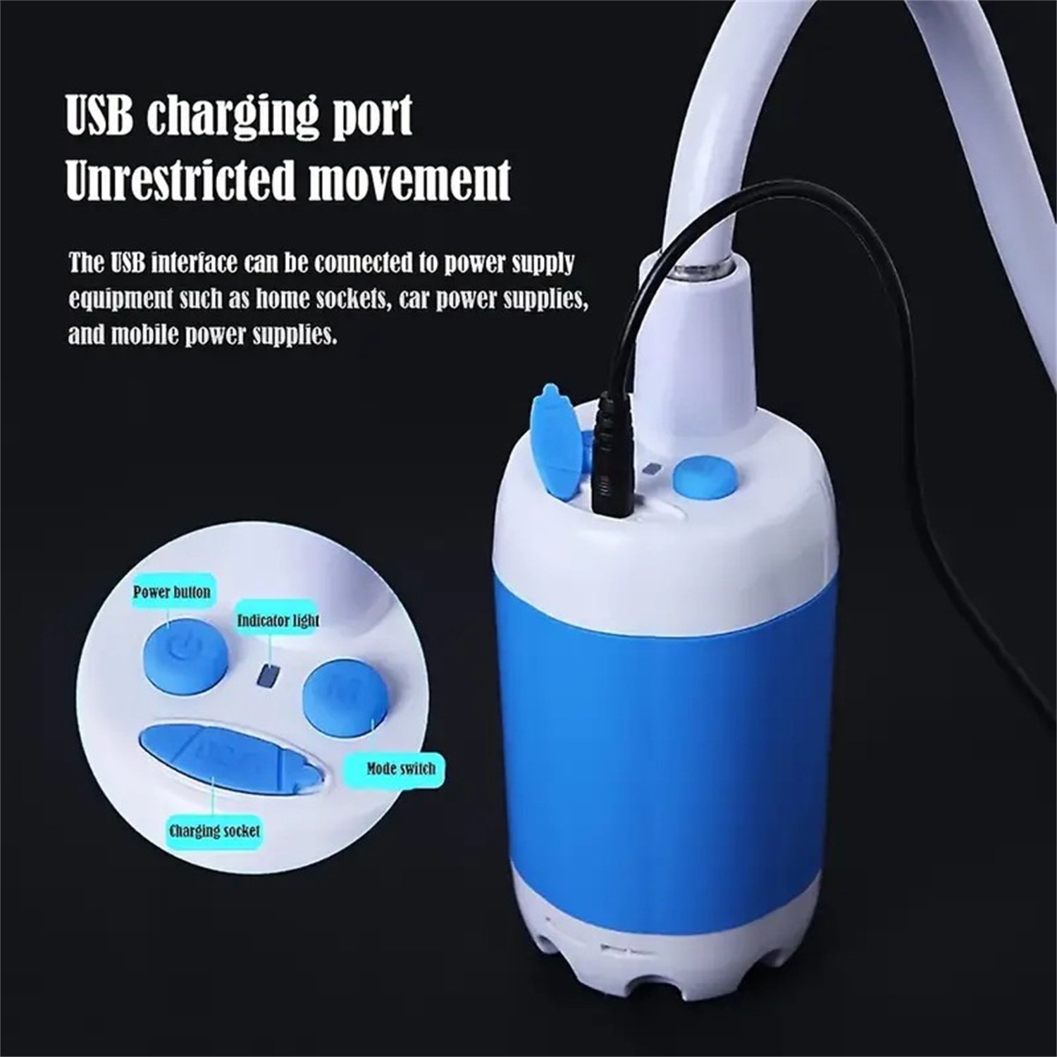 Outdoor Camping Shower Portable Electric Shower Gadgets Waterproof 5000mAh Rechargeable Battery Powered For Hiking Traveling — image 7