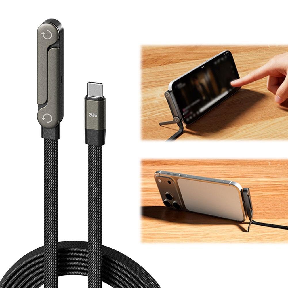 Fast Charging Foldable Bracket Data Cable 2-in-1 Data Wire Foldable Phone Tablet Stand Type-C To Type-C USB-A To Type-C — image 9