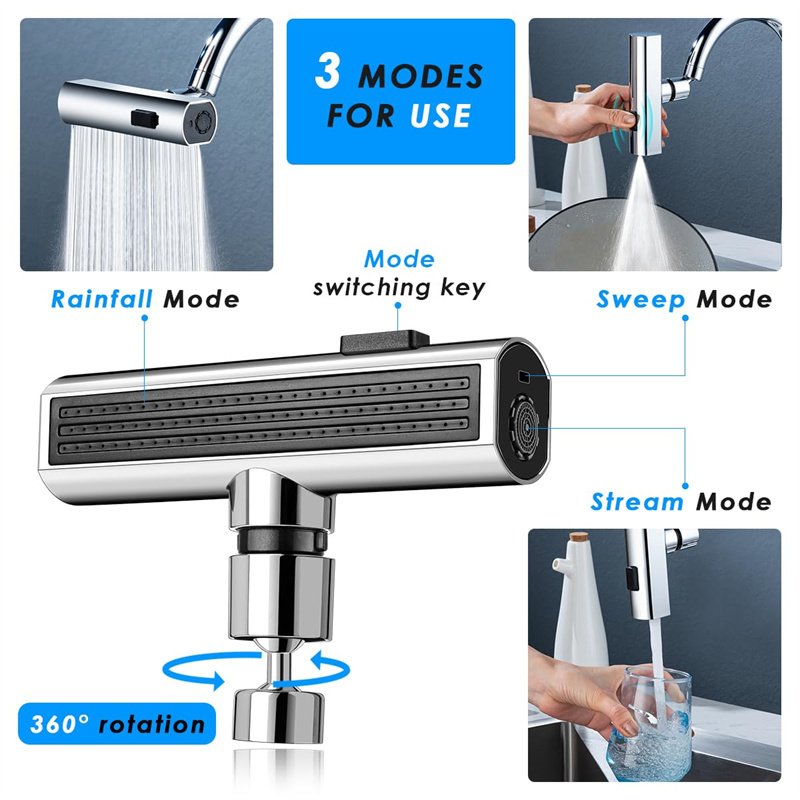 Kitchen Faucet Waterfall Outlet Splash Proof Universal Rotating Bubbler Multifunctional Water Nozzle Extension Kitchen Gadgets — image 8