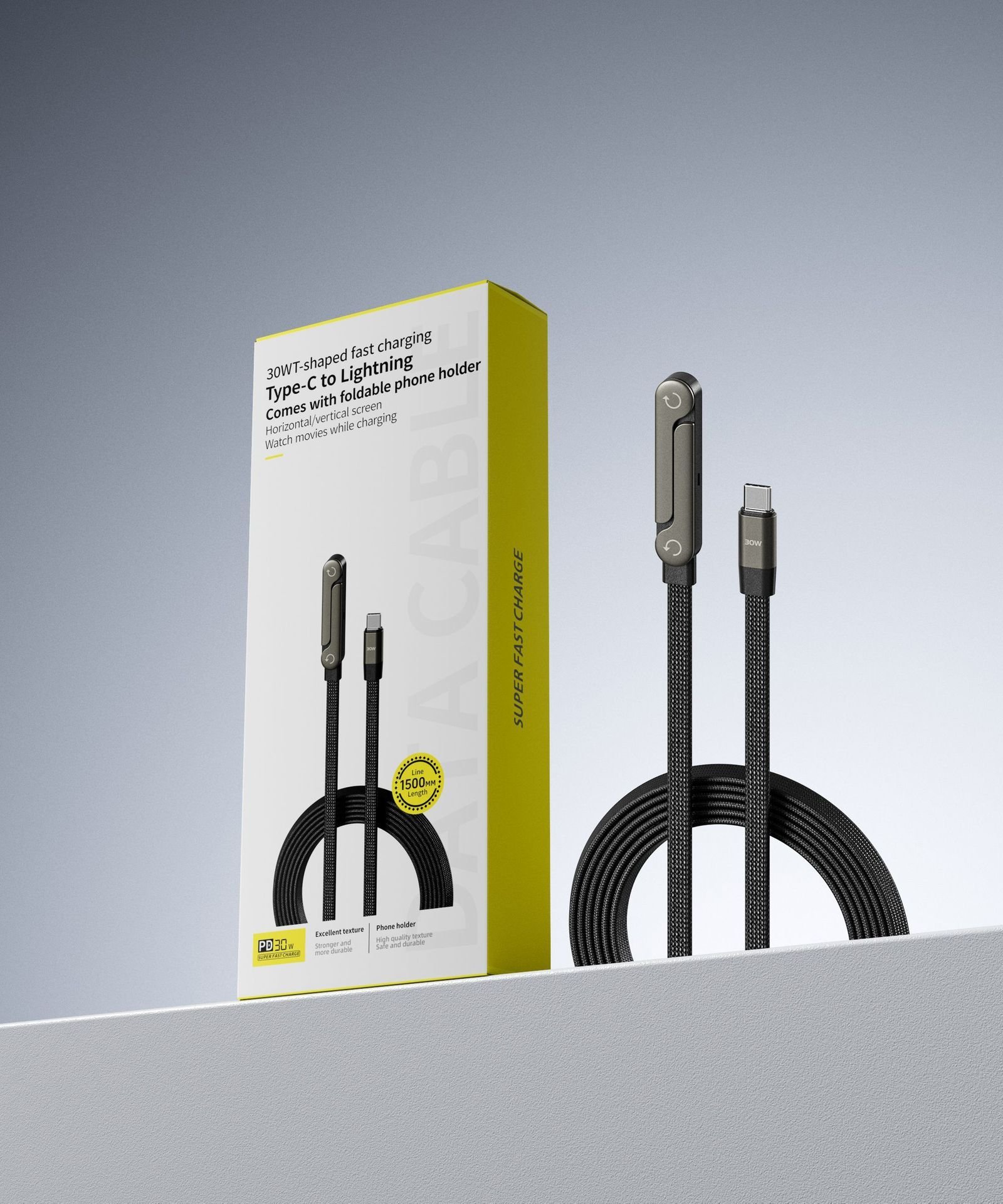Fast Charging Foldable Bracket Data Cable 2-in-1 Data Wire Foldable Phone Tablet Stand Type-C To Type-C USB-A To Type-C — image 5