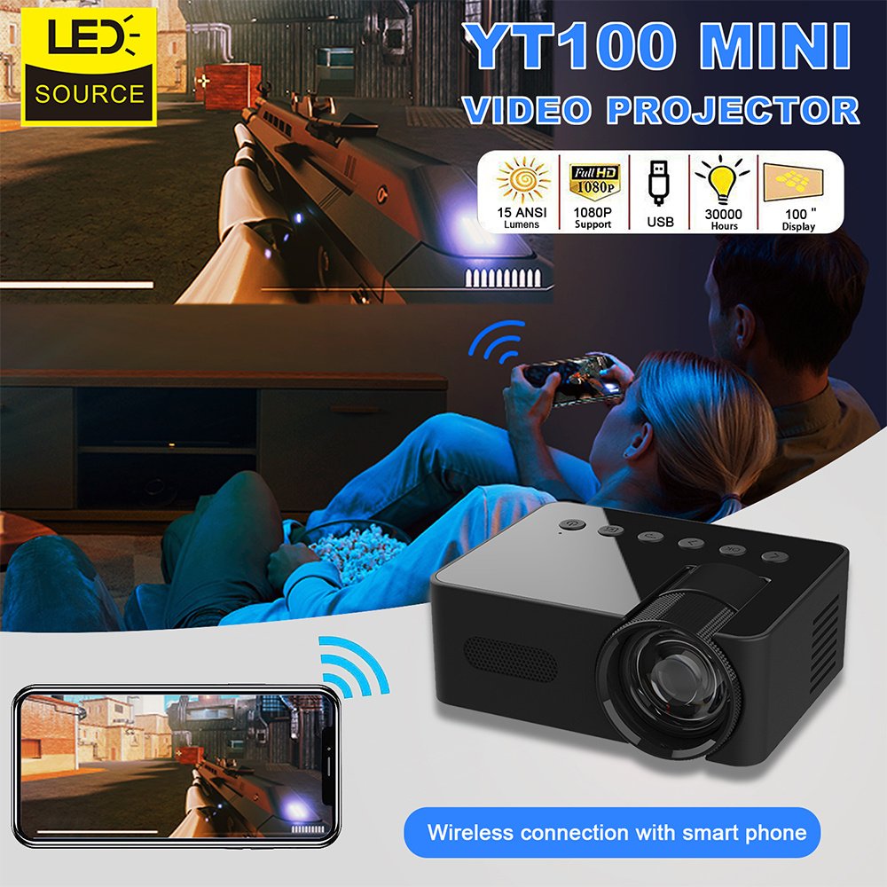 YT100 Home Mini Portable Mini Projector HD Home Wireless Mini Phone Projection — image 3