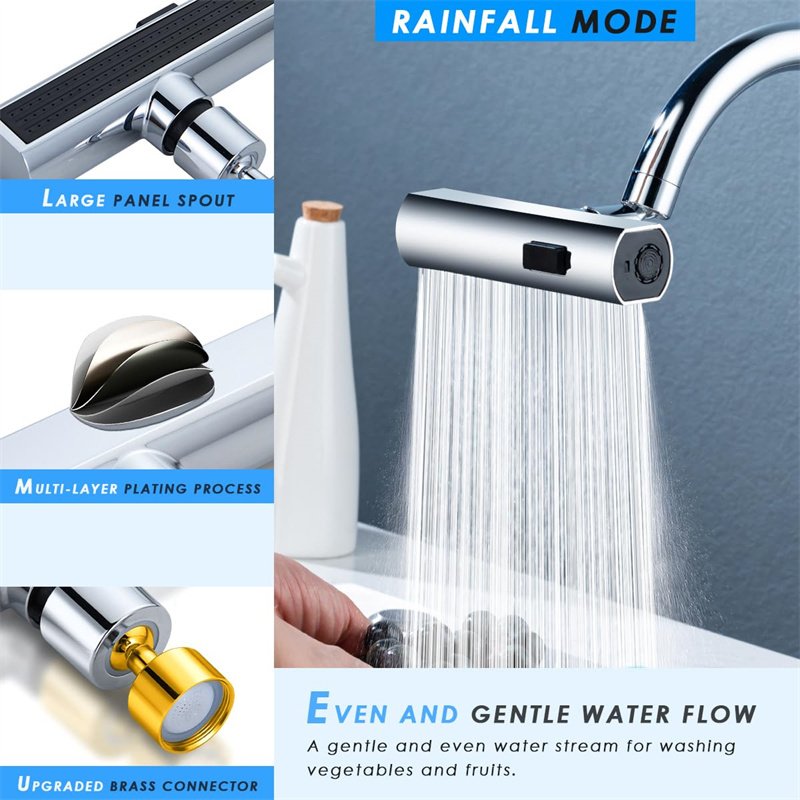 Kitchen Faucet Waterfall Outlet Splash Proof Universal Rotating Bubbler Multifunctional Water Nozzle Extension Kitchen Gadgets — image 3