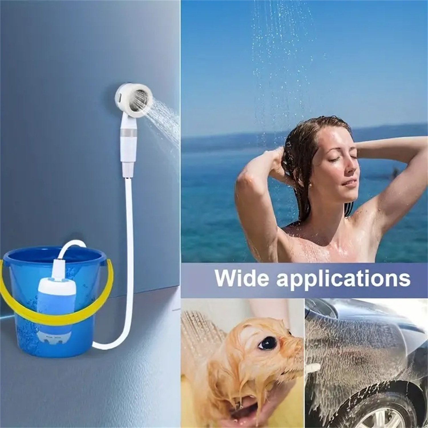 Outdoor Camping Shower Portable Electric Shower Gadgets Waterproof 5000mAh Rechargeable Battery Powered For Hiking Traveling — image 4