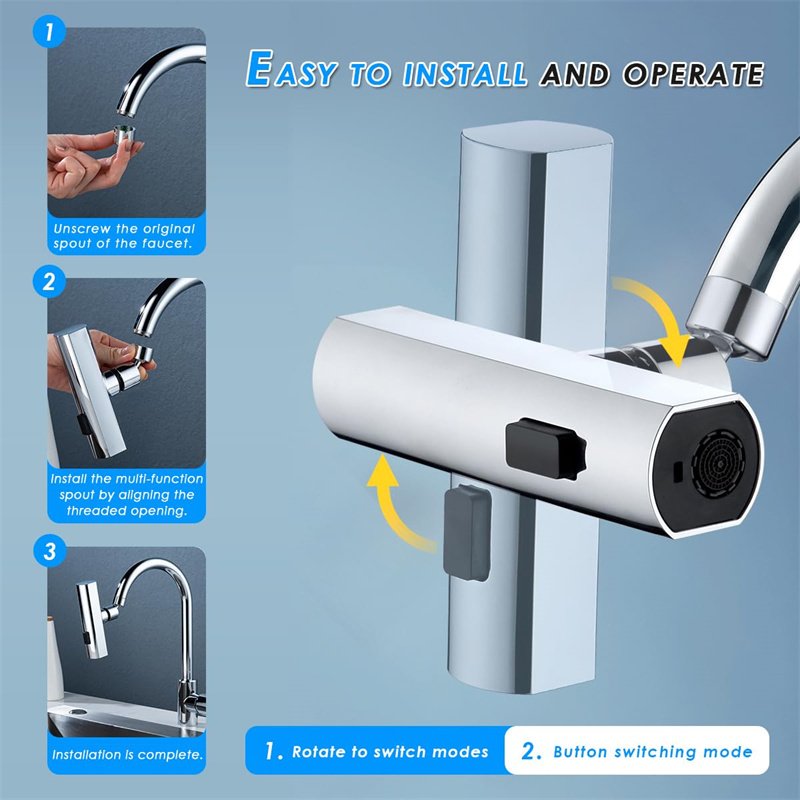 Kitchen Faucet Waterfall Outlet Splash Proof Universal Rotating Bubbler Multifunctional Water Nozzle Extension Kitchen Gadgets — image 9