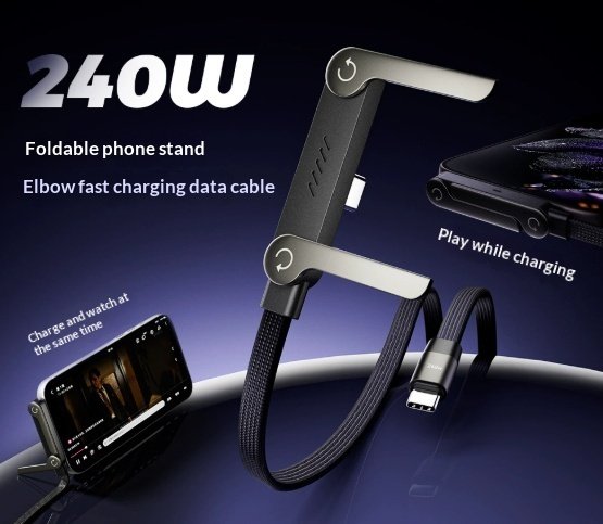 Fast Charging Foldable Bracket Data Cable 2-in-1 Data Wire Foldable Phone Tablet Stand Type-C To Type-C USB-A To Type-C — image 2