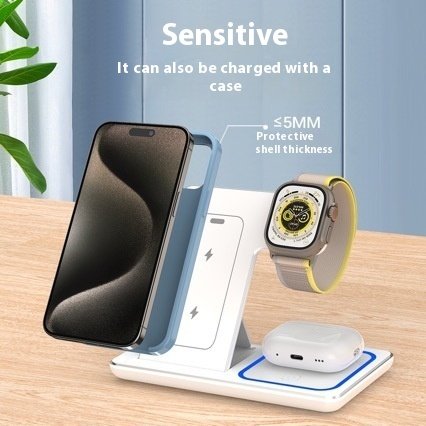15W 3 In 1 LED Fast Wireless Charger Stand Foldable Charging Station For Smart Phone 15 14 13 12 11 IWatch 9 8 7 6 5 Airpods Pro — image 3